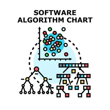Software algorithm chart representing data analysis and development Illustrazione stock