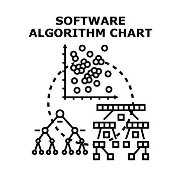 Software algorithm chart representing data analysis and development Ilustración de archivo