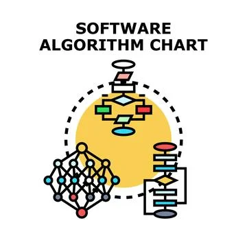 Software algorithm development diagramming flowchart data structure Illustrazione stock