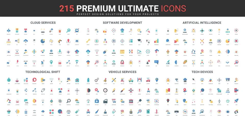 Software and app development, cloud service and AI, repair in car workshop icon Stock Illustration