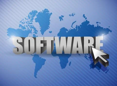 Software and cursor illustration design over a world map Stock Illustration