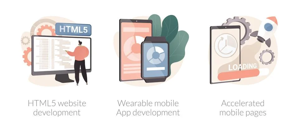 Software and frontend development abstract concept vector illustrations. Stock Illustration