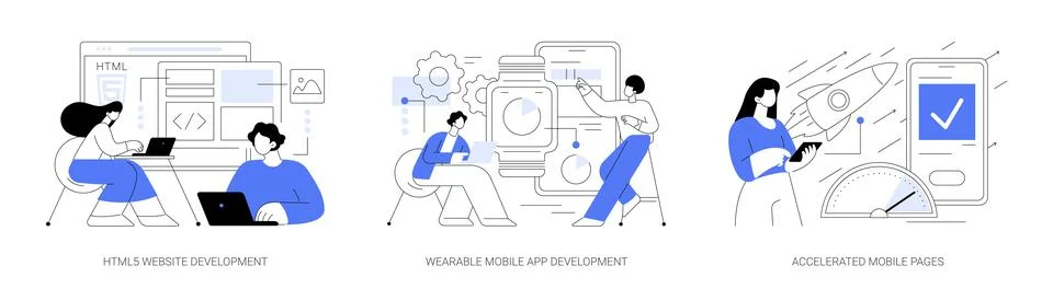 Software and frontend development abstract concept vector illustrations. Stock Illustration