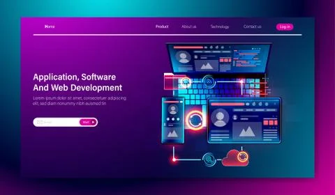 Software and web user interface development, Mobile Application building Stock Illustration
