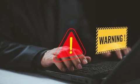 Software antivirus alert detection, technology concept. System warning hacked Stock Photos
