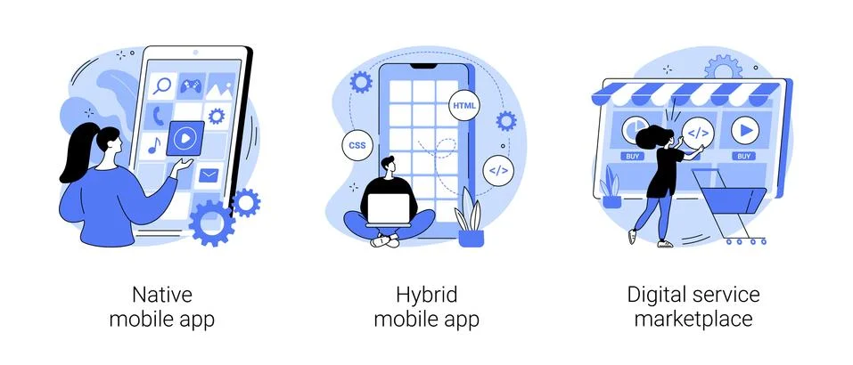 Software application abstract concept vector illustrations. Stock Illustration