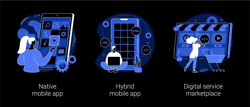 Software application abstract concept vector illustrations. Stock Illustration