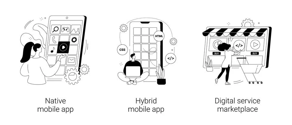 Software application abstract concept vector illustrations. Stockillustratie
