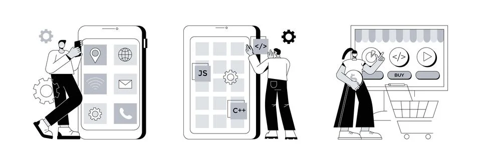 Software application abstract concept vector illustrations. Stock Illustration