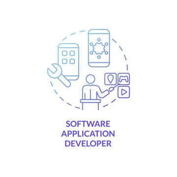 Software application developer blue gradient concept icon Stock Illustration