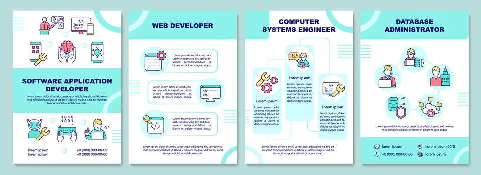 Software application developer brochure template Stock Illustration