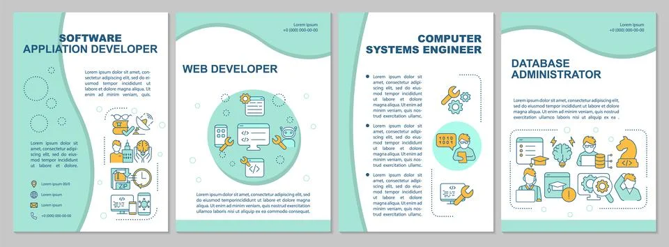 Software application developer brochure template Stock Illustration