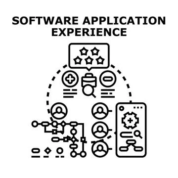 Software application experience illustrating user workflow and feedback Stock Illustration