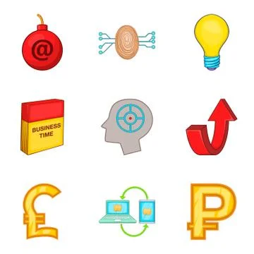 Software application icons set, cartoon style Stock Illustration