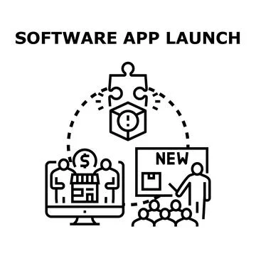 Software application launch process and business concept イラスト素材
