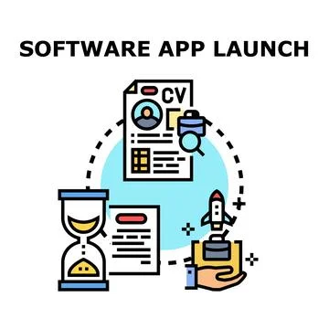 Software application launching process for business project イラスト素材