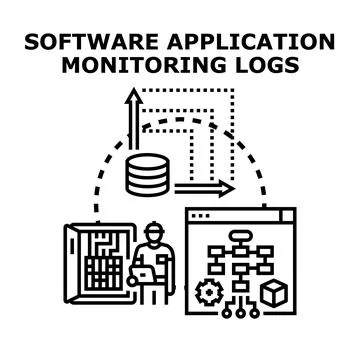 Software application monitoring logs data management 스톡 일러스트