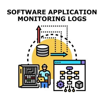Software application monitoring logs data management イラスト素材