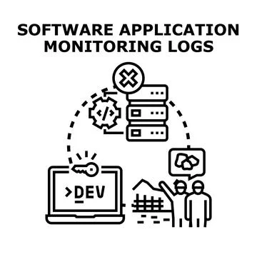 Software application monitoring logs development process 库存插图