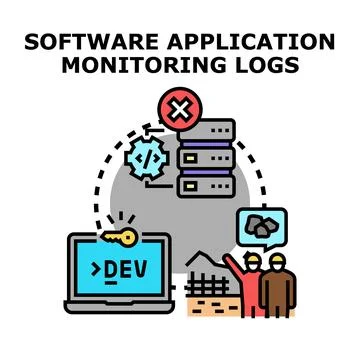 Software application monitoring logs development process Stock Illustration