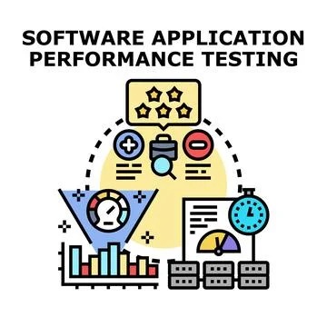 Software application performance testing development process Illustrazione stock