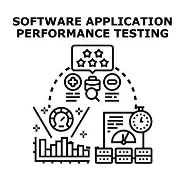 Software application performance testing development process Illustrazione stock