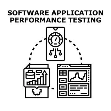 Software application performance testing process optimizing speed Illustrazione stock