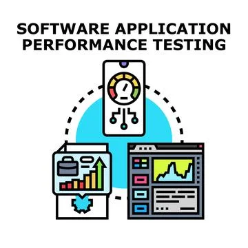 Software application performance testing process optimizing speed Ilustración de archivo