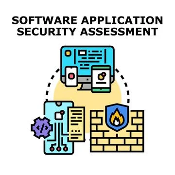 Software application security assessment evaluating cyber protection イラスト素材