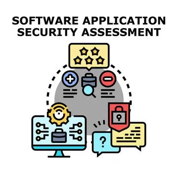 Software application security assessment evaluating cyber system protection Illustrazione stock