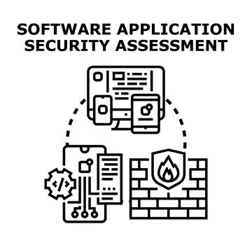 Software application security assessment evaluating cyber protection イラスト素材