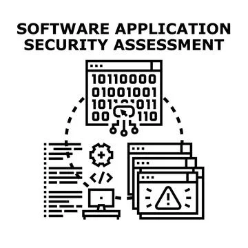 Software application security assessment reviewing code vulnerabilities 库存插图