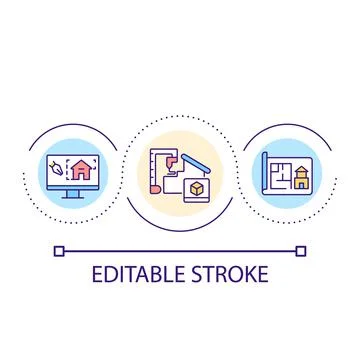 Software for architectural projects loop concept icon Stock Illustration
