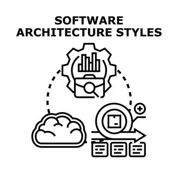 Software architecture styles developing system framework processes Stock Illustration