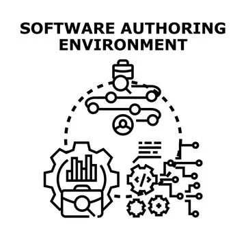 Software authoring environment creating digital development tools Illustrazione stock