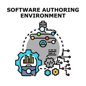 Software authoring environment creating digital development tools Stockillustratie