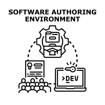 Software authoring environment developing creative it solutions Stockillustratie