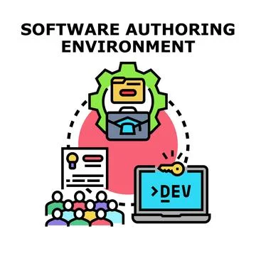 Software authoring environment developing creative it solutions Ilustração Stock