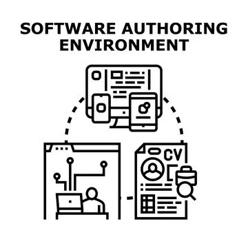 Software authoring environment development and job searching Illustrazione stock