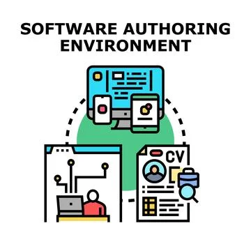 Software authoring environment development and job searching Ilustração Stock