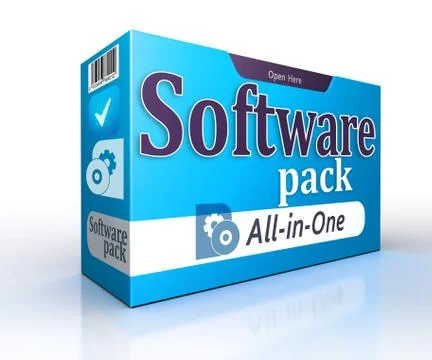 Software blue pack concept on white background イラスト素材