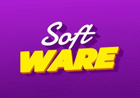 Software. Bold yellow text effect on vibrant purple background Stock Illustration