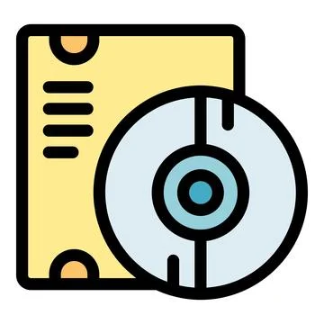 Software box and installation disc icon showing tech support Stock Illustration