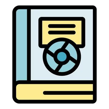 Software box with compact disc and manual containing instructions Illustrazione stock