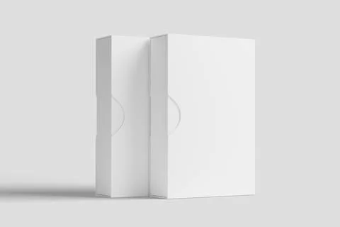 Software Box Wth Slip Case White Blank 3D Rendering Mockup Stock Illustration