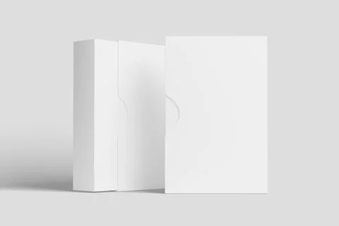 Software Box Wth Slip Case White Blank 3D Rendering Mockup Stock Illustration