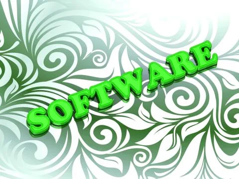 SOFTWARE- bright color letters on nice green ornament background Stock Illustration