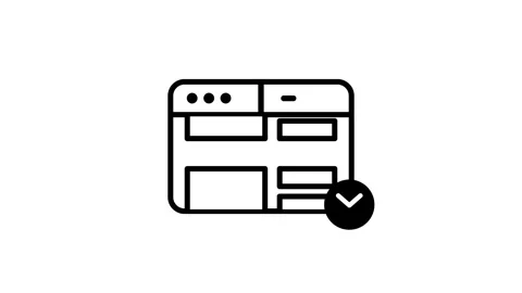 Software browser window with dropdown arrow highlighting web page animation Stock Footage 341797093