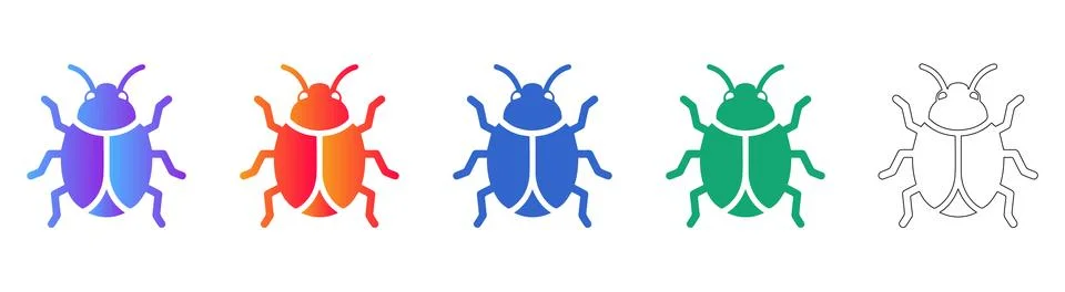 Software Bug and Error Icons Set Stock-Illustration