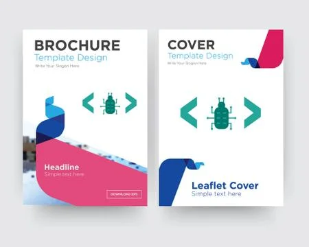 Software bug brochure flyer design template Free Stock Illustration